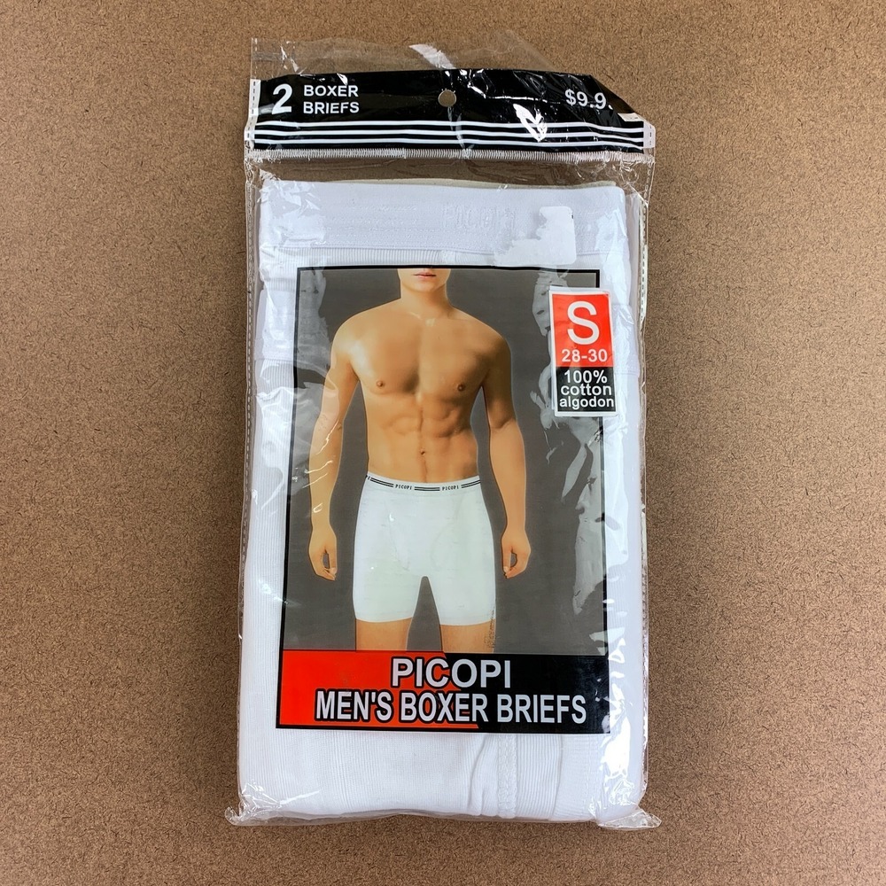 Picopi Mens Size Small 28-30 White Boxer Briefs